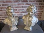 2 statues en plâtre de Mozart et Beethoven, signées, Antiquités & Art, Enlèvement ou Envoi