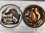 2 « chats » uniques en verre teinté faits à la main, Antiquités & Art, Curiosités & Brocante, Enlèvement ou Envoi