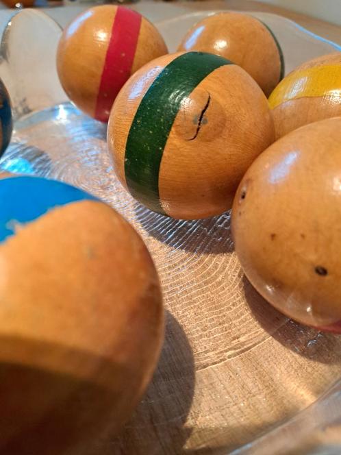 Set Jeu de boule / Croquet ballen vintage hout, Sport en Fitness, Overige Sport en Fitness, Zo goed als nieuw, Ophalen of Verzenden