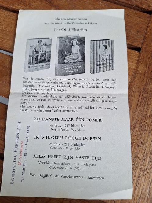 Antiek publiciteitsfolder voor boeken van Per Olof Ekström., Antiek en Kunst, Antiek | Boeken en Manuscripten, Ophalen of Verzenden
