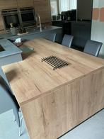4 lederen keukenstoelen met hoge rug, Huis en Inrichting, Stoelen, Ophalen, Leer, Zo goed als nieuw, Vier