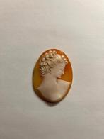 Antieke schelpcamee – handgesneden erfstuk – 5 cm, Bijoux, Sacs & Beauté, Bijoux anciens, Enlèvement ou Envoi, Autres matériaux