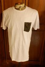 2- tee shirt homme t.L blanc vert - zara man -, Kleding | Heren, T-shirts, Maat 52/54 (L), Zara man, Ophalen of Verzenden, Wit