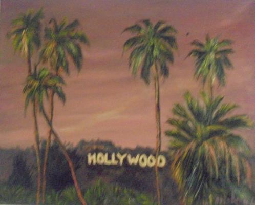 Peinture à l'huile Hollywood (40x50cm), Antiquités & Art, Art | Peinture | Classique, Enlèvement ou Envoi