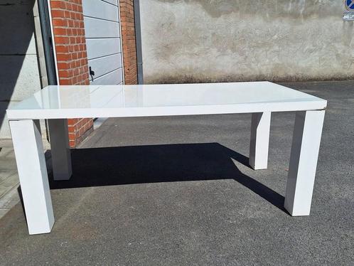 Witte zware glazen eettafel, Huis en Inrichting, Tafels | Eettafels, Gebruikt, 50 tot 100 cm, 150 tot 200 cm, Rechthoekig, Ophalen