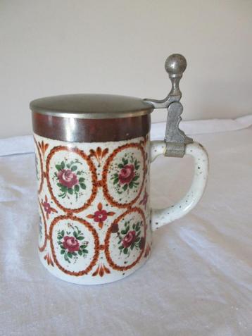 Vintage bierpot bierpul BMF 0.5 L met tinnen deksel beschikbaar voor biedingen
