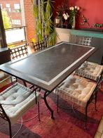 Table pierre bleu + 6 chaises en métal, Maison & Meubles, Tables | Tables à manger, Comme neuf, Métal