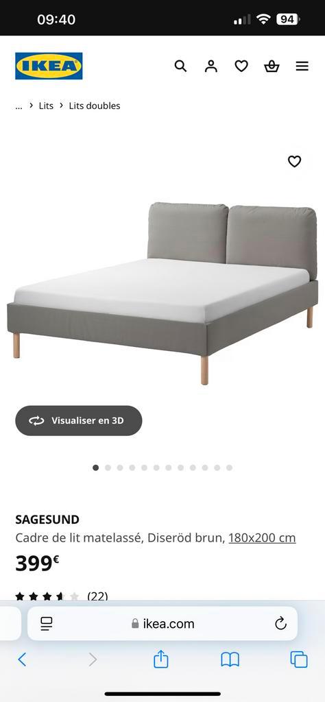 Lit Ikea comme neuf 180x200, Huis en Inrichting, Slaapkamer | Bedden, Zo goed als nieuw, Ophalen