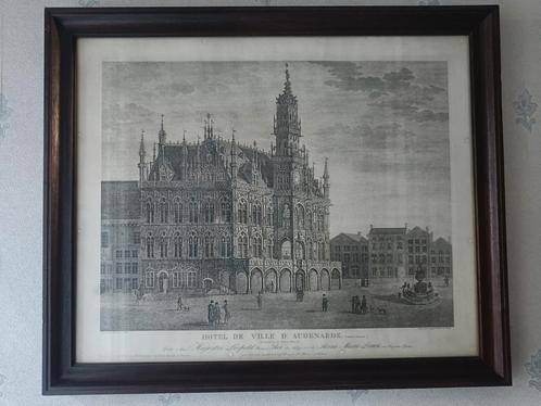 Gravure Hotel de ville d'Audenarde, Antiek en Kunst, Kunst | Etsen en Gravures, Ophalen of Verzenden