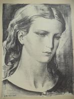 LOUIS BUISSERET 1888-1956 lithografie jonge vrouw portret, Ophalen of Verzenden