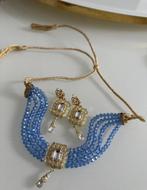 Choker bleu + boucles d’oreilles, Bleu