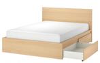 Malm bed met schuiven en 2 nachtkastjes, Huis en Inrichting, Slaapkamer | Bedden, Ophalen, Gebruikt