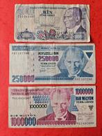 3 x Set de billets de Turquie lirasi, Enlèvement ou Envoi, Série