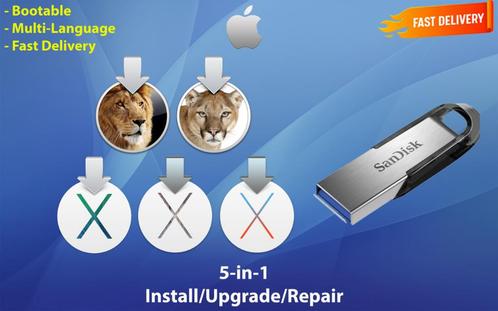 OSX / OS X / macOS 5in1 USB-Stick USB3.2 64GB 10.7.5-10.11.6, Computers en Software, Besturingssoftware, Nieuw, MacOS, Verzenden
