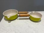 Le Creuset La ‘Mama steelpannetjes 14 en 17 cm, Gietijzer, Ophalen of Verzenden, Zo goed als nieuw, Keramische plaat