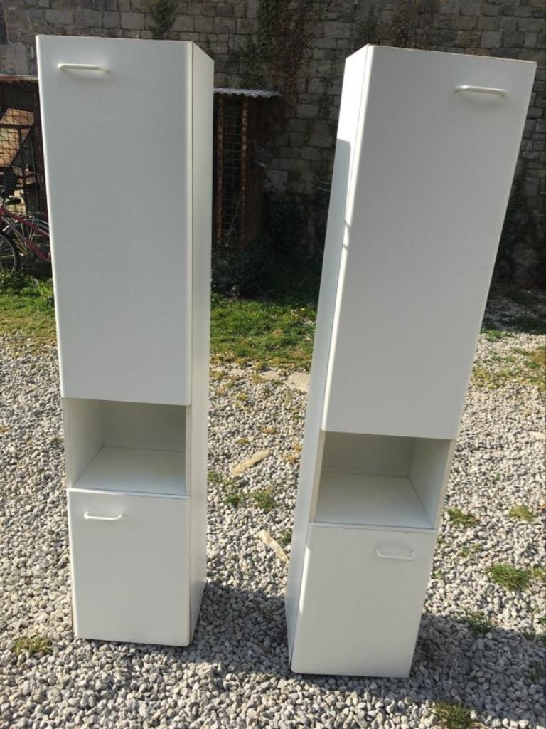 2 badkamerkasten, Huis en Inrichting, Badkamer | Badkamermeubels, Gebruikt, (Half)hoge kast, 150 tot 200 cm, Minder dan 50 cm