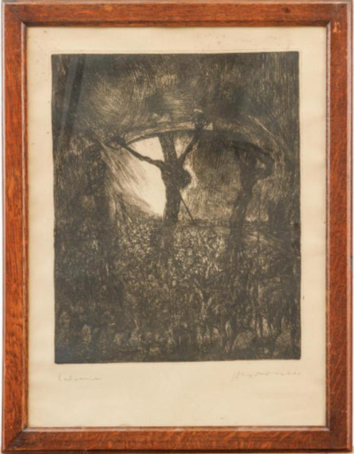 Jacques Boonen (1911-1968): Calvarie (55 x 70 cm), Antiek en Kunst, Kunst | Etsen en Gravures, Ophalen of Verzenden