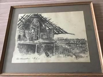 Org. schets Henri Mortiaux 1917 Belgische observatiepost WO1 beschikbaar voor biedingen