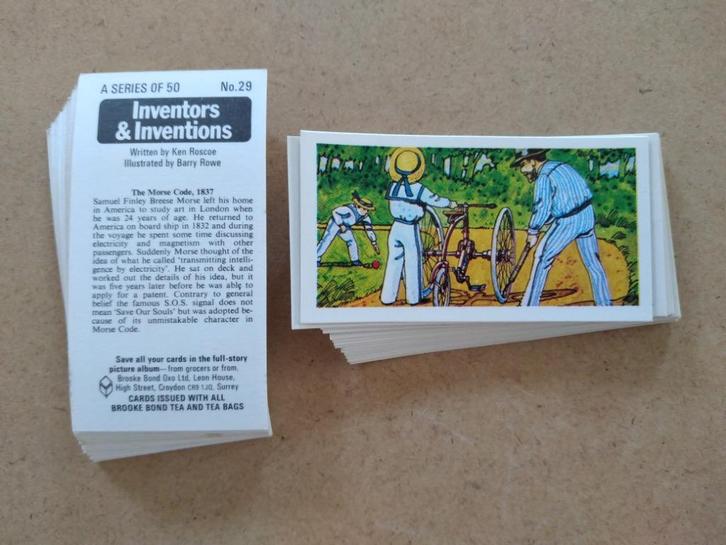 Inventors & Inventions complete set 50 chromos uitvindingen, Collections, Photos & Gravures, Autres sujets/thèmes, 1960 à 1980