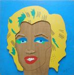 PIETER CELIE / MARILYN MONROE / ASSEMBLAGE HOUT / 60x60cm, Enlèvement ou Envoi
