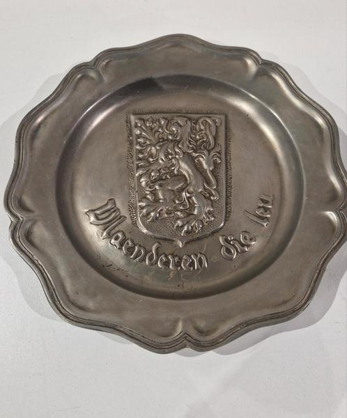 Vlaenderen die leu , Vlaanderen de leeuw , gulden spoorslag, Antiek en Kunst, Antiek | Tin, Ophalen of Verzenden