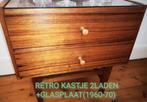 RÉTRO BOX 2 TIROIRS + PLATEAU EN VERRE, Comme neuf, 25 à 50 cm, Autres essences de bois, Vintage