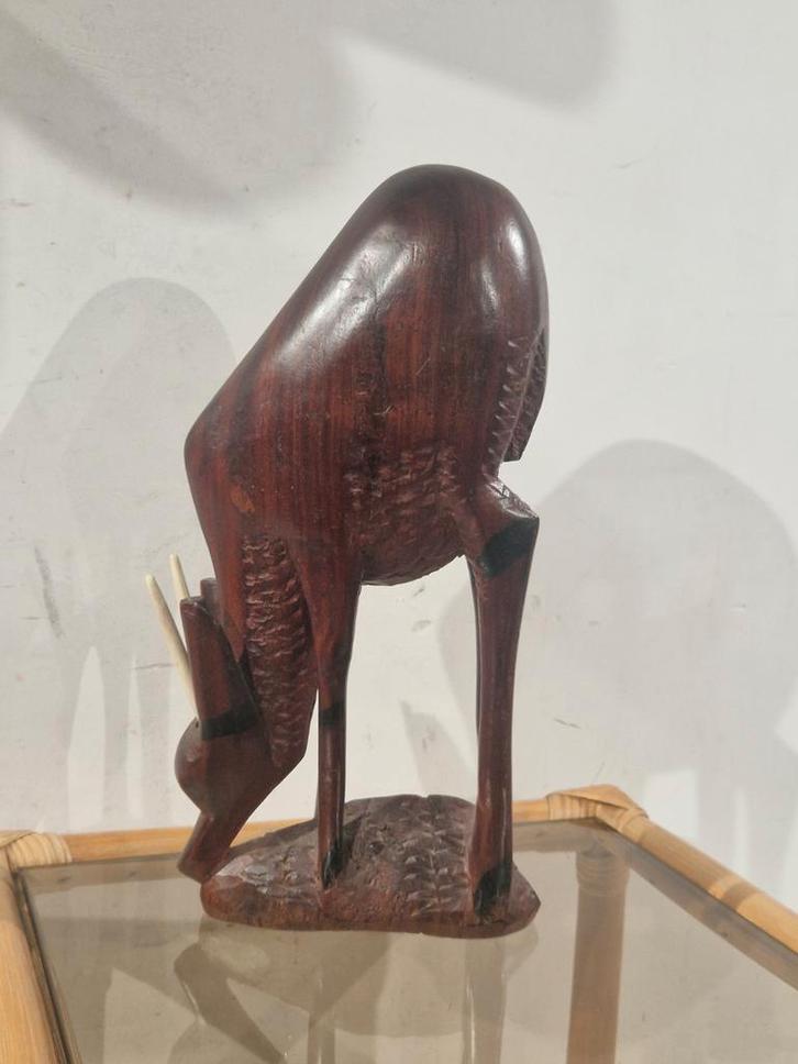Vintage Houtsnijwerk Decoratie Hert , ree , 31 cm hoog, Antiek en Kunst, Kunst | Beelden en Houtsnijwerken, Ophalen of Verzenden