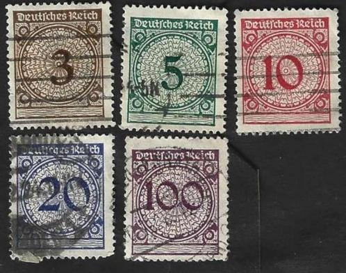 5 Postzegels Duitse Rijk 1923 Cijfer (IV), Postzegels en Munten, Postzegels | Europa | Duitsland, Gestempeld, Duitse Keizerrijk