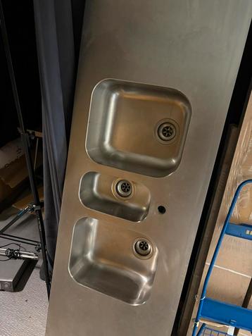 3 dubbele spoelbakken volledig in inox, Enlèvement, Comme neuf