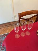 3 kristallen champagneglazen, Huis en Inrichting, Keuken | Servies, Glas, Glas of Glazen, Effen, Zo goed als nieuw