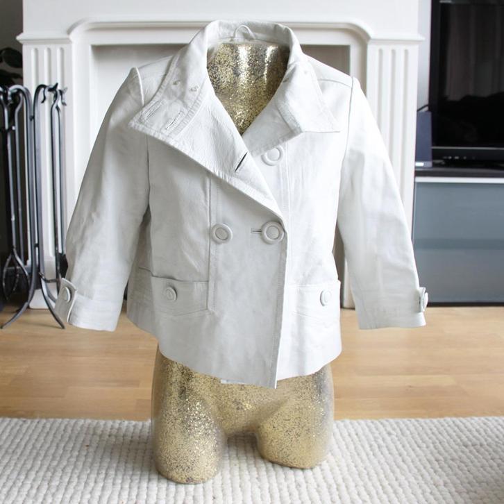 Leren Tom Tailor Jasje (M) € 65,-, Kleding | Dames, Jassen | Zomer, Zo goed als nieuw, Maat 38/40 (M), Wit, Verzenden