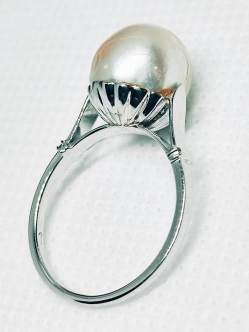 Antieke gouden ring met parel 10,5mm, Handtassen en Accessoires, Ringen, Zo goed als nieuw, Dame, Goud, Goud, Met parel, Ophalen of Verzenden