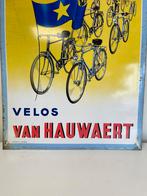 Ancienne enseigne publicitaire Velos Hauwaert, Collections, Utilisé, Enlèvement ou Envoi, Panneau publicitaire