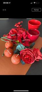 Lot:bougies, pots et fleurs, Maison & Meubles, Accessoires pour la Maison | Bougeoirs & Bougies, Rouge