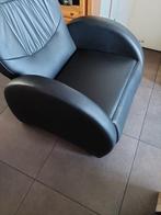 Fauteuil relax en cuir noir. Pliable, Maison & Meubles, Fauteuils, Comme neuf, Cuir, Enlèvement ou Envoi, 50 à 75 cm