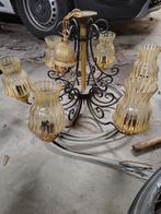 kroonluchter luster ijzer en glas, Enlèvement, Utilisé