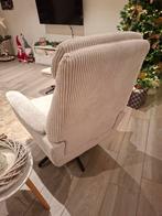 Beige velours fauteuil met poef, Ophalen