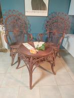 Set rotan pauw wintertuinstoelen + salontafel, Ophalen, Zo goed als nieuw, Metaal