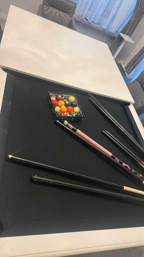 Eettafen + biljarten, Sport en Fitness, Biljarten en Poolen, Zo goed als nieuw, Biljarttafel, Ophalen