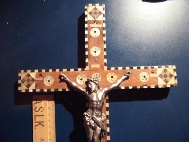 Reliek kruis parelmoer, 14 statiên, Verzamelen, Religie, Gebruikt, Christendom | Katholiek, Overige typen, Ophalen of Verzenden