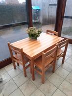 Uitschuifbare Tafel + 4 stoelen, Huis en Inrichting, Tafels | Eettafels, Ophalen, Gebruikt
