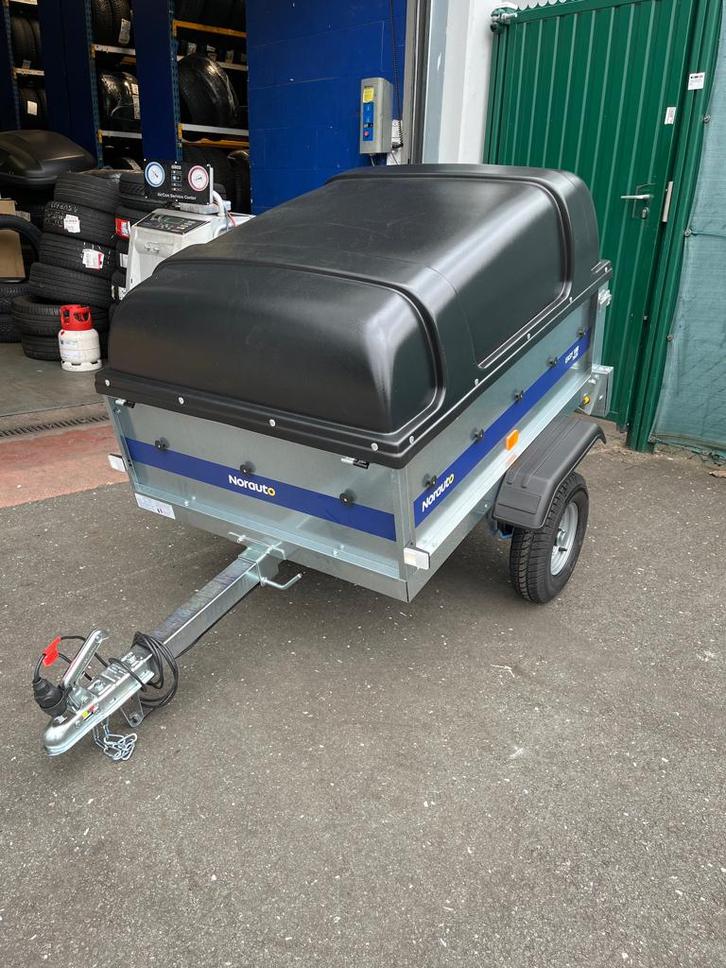 NORAUTO EASY 100 aanhangwagen met hoog deksel en slot, Autos : Divers, Remorques, Utilisé, Enlèvement