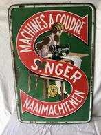 1932 emaille plaat singer naaimachine 90x60 cm, Ophalen, Gebruikt, Reclamebord