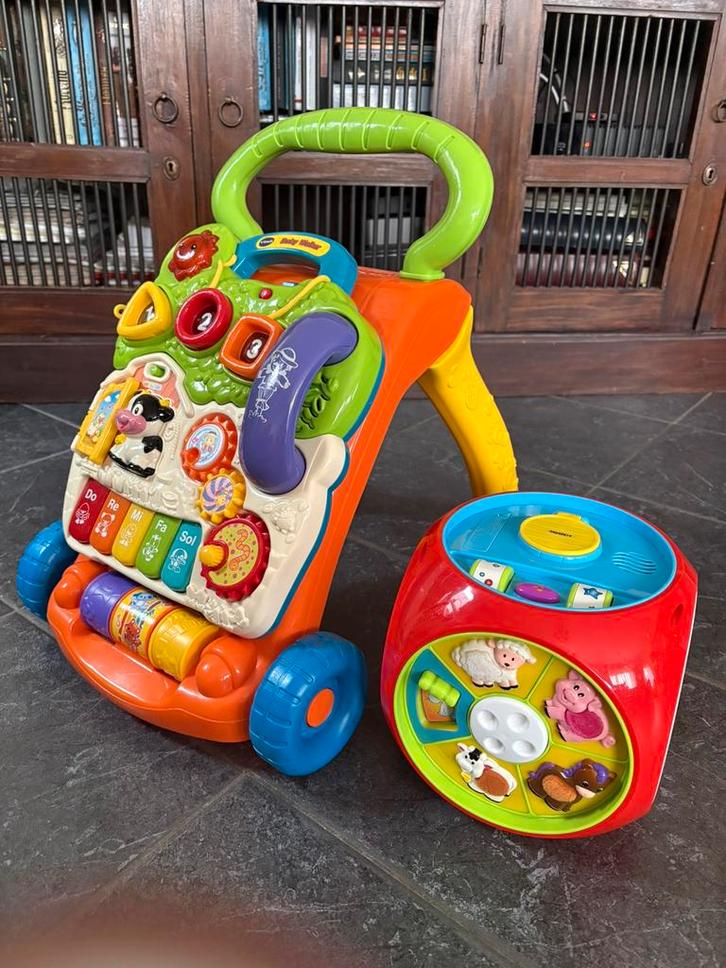 Vtech loopwagen en kubus Kiddieland, Kinderen en Baby's, Speelgoed | Vtech, Zo goed als nieuw, Ophalen