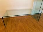 Designsalontafel „BOBBY” in transparant glas, Ophalen, 100 tot 150 cm, Moderne design, 50 tot 100 cm