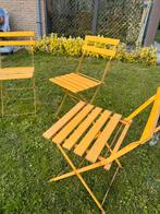 3 chaises de bistrot rétro jaunes, Jardin & Terrasse, Accessoires mobilier de jardin, Enlèvement, Utilisé