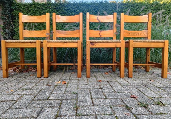 Vintage set van 4 brutalist stoelen, Antiquités & Art, Antiquités | Meubles | Chaises & Canapés, Enlèvement