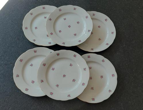 6 assiettes à dessert vintage en porcelaine de Tchécoslovaqu, Antiquités & Art, Antiquités | Services (vaisselle) pièces, Enlèvement ou Envoi