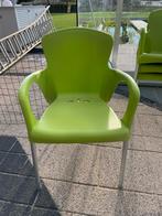 8 Zeer nette groene stapelbare tuinstoelen, Enlèvement, Comme neuf, Synthétique, Empilable