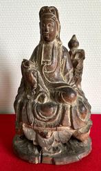 Sculpture en Bois de Kwan Yin - Dynastie Qing - 1644 à 1911, Antiquités & Art, Enlèvement ou Envoi